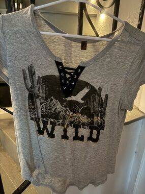Forever Wild Lace-Up Graphic Tee - Gray